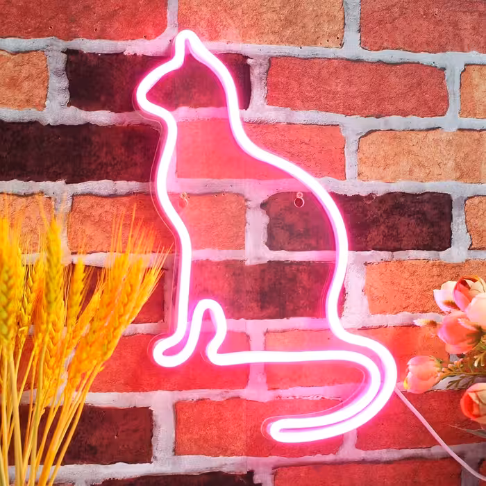 چراغ نئونی دیواری طرح گربه کد 03