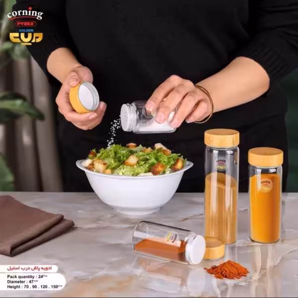 ادویه پاش گرد درب چوبی کورنینگ Corning در 4 سایز