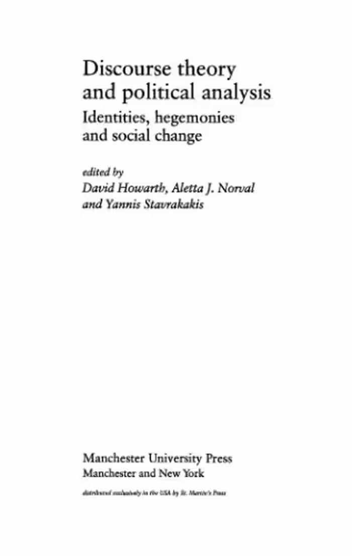 خرید و دانلود نسخه کامل کتاب Discourse Theory and Political Analysis: Identities, Hegemonies and Social Change