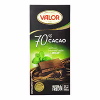 شکلات تلخ 70 درصد با طعم نعنا بدون گلوتن 100 گرم والور - valor