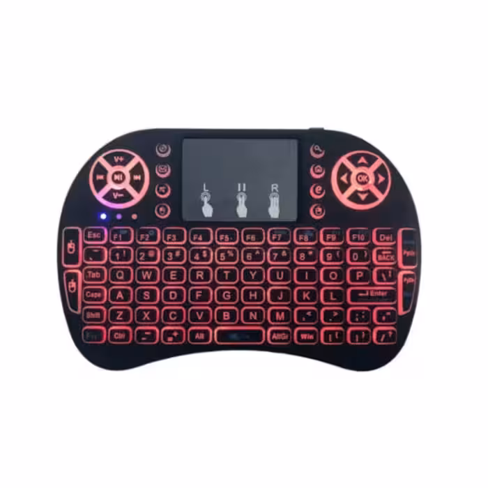 مینی کیبورد بی سیم مدل i8 Backlit، دارای تاچ پد، دارای نورپردازی تک رنگ اصلی