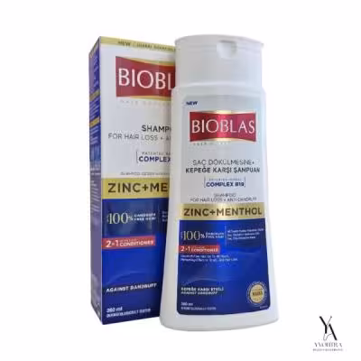 شامپو ضد شوره و ضد ریزش مو بیوبلاس Bioblas حاوی زینک و منتول حجم 360 میل
