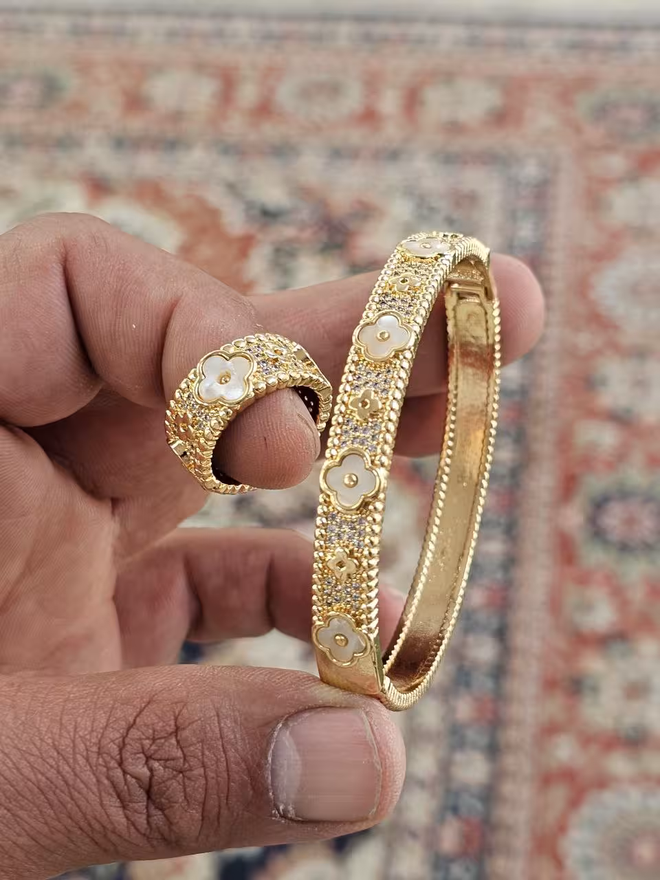 دستبند و انگشتر فری سایز _کد 1325