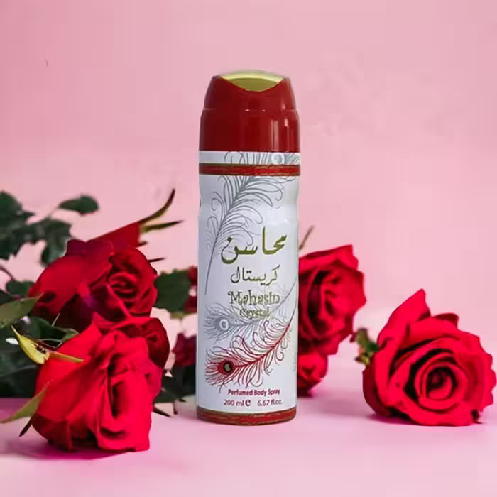 اسپری خوشبو کننده محاسن کریستال لطافه 200 میل Mahasin Crystal Body Spray by Lattafa