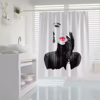پرده حمام دلفین مدل Woman in Black سایز 180×200 سانتی متر