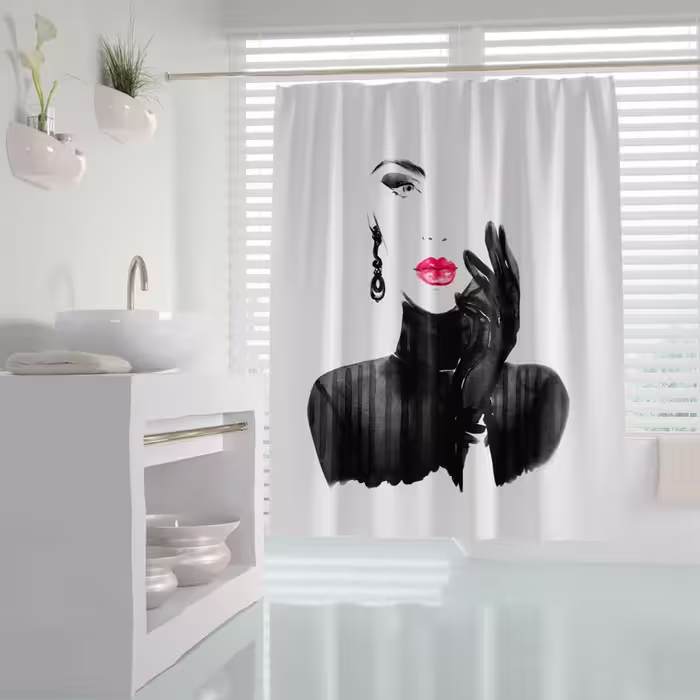 پرده حمام دلفین مدل Woman in Black سایز 180×200 سانتی متر