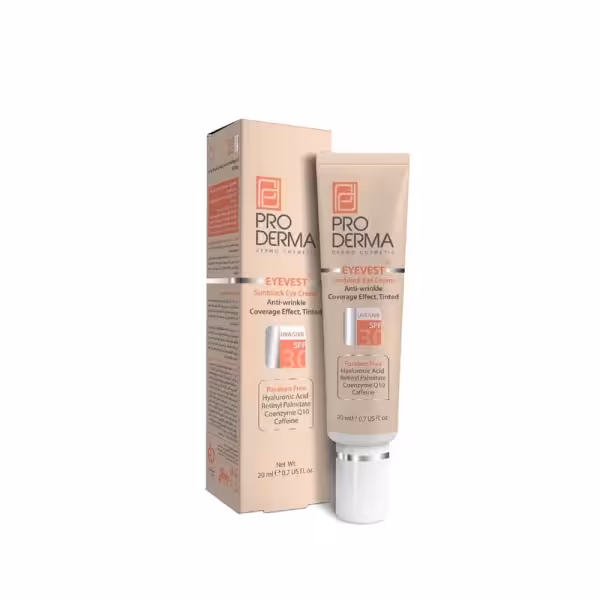 کرم رنگی پوشاننده و ضد چروک دور چشم spf30 پرودرما
