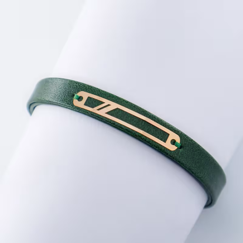 دستبند چرم پلاک لیزری