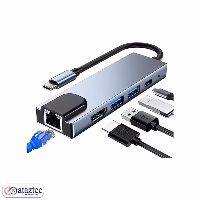 هاب و تبدیل 5پورت Type-C مدلBYL-2007