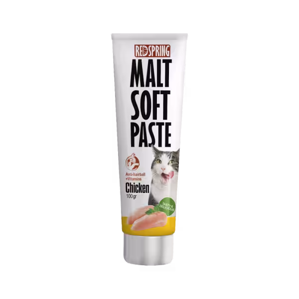 خمیر مالت گربه ضد گلوله مویی Red Spring با طعم مرغ وزن 100 گرم