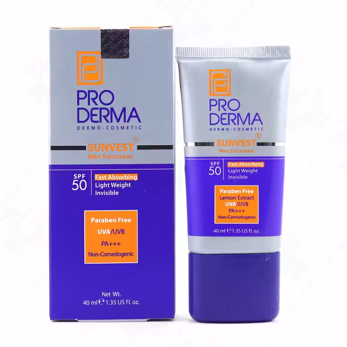 کرم ضد آفتاب فاقد چربی آقایان SPF50 پرودرما 40 میلی لیتر