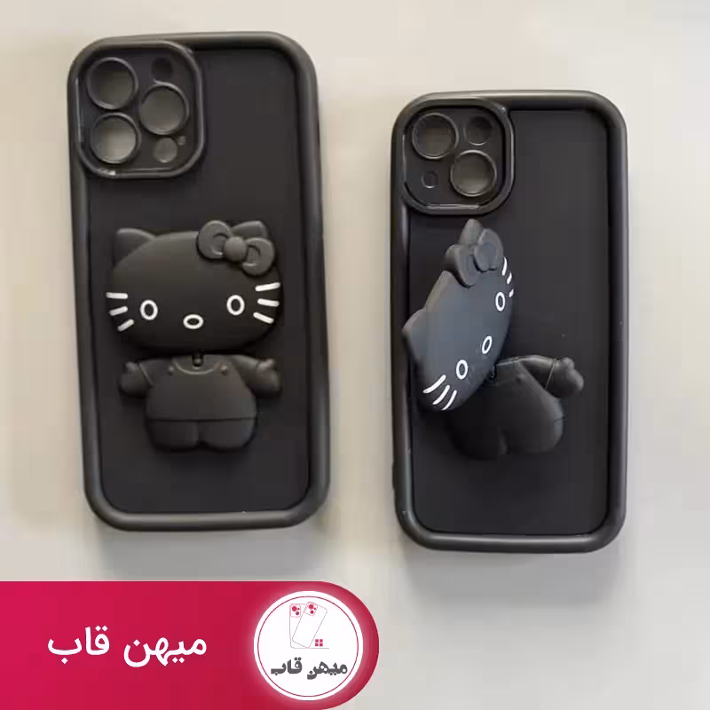 قاب آیفون گربه هلوکیتی مشکی - کد (7502)