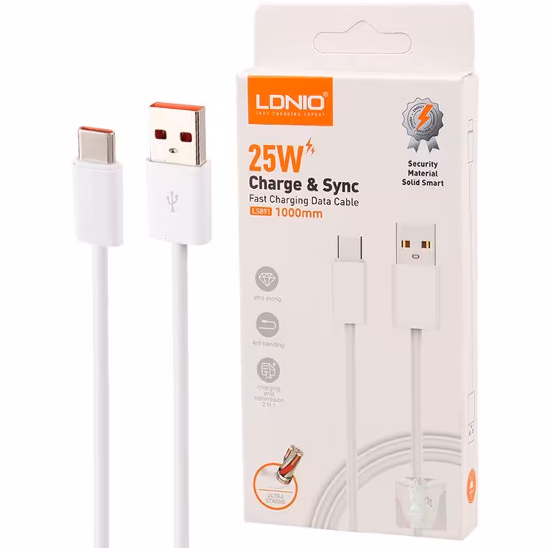 کابل شارژر الدینیو سیم گرد مدل LS891 type c