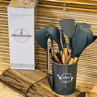 ست کفگیر ملاقه 12 پارچه سیلیکونی کوچک | amazonchi