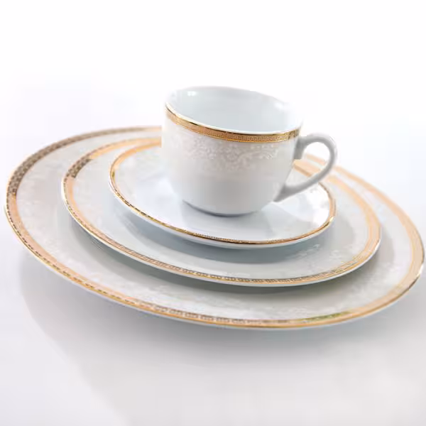 سرویس چینی 27 پارچه غذاخوری ریوا طلایی