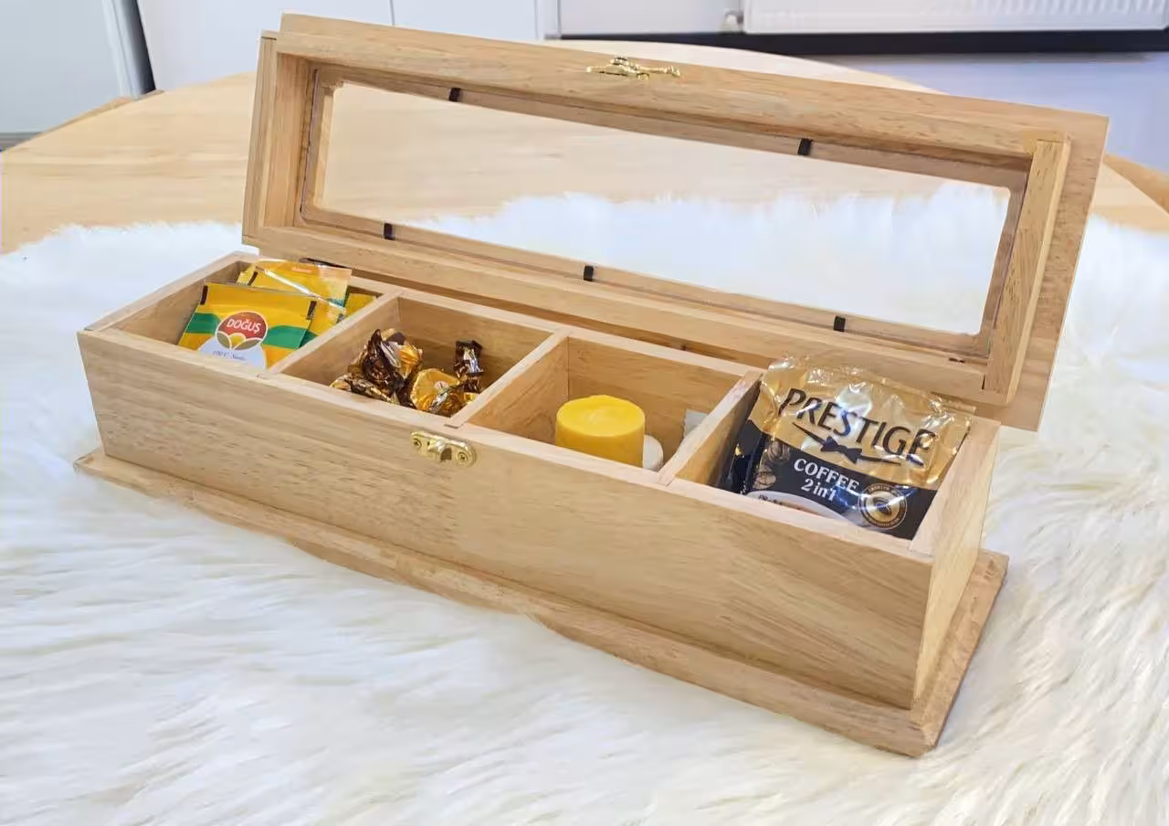 جعبه تی بگ چوبی 4 خانه