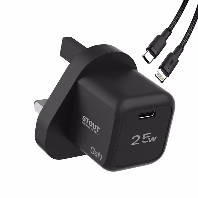 شارژر دیواری 25 وات پاوا مدل PW-GN25UKTL Pawa همراه کابل Lightning