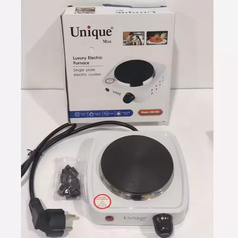 هیتر اجاق برقی کوچک یونیک مکس مدل UM500 | 500 وات، بدنه استیل و پایه چرمی