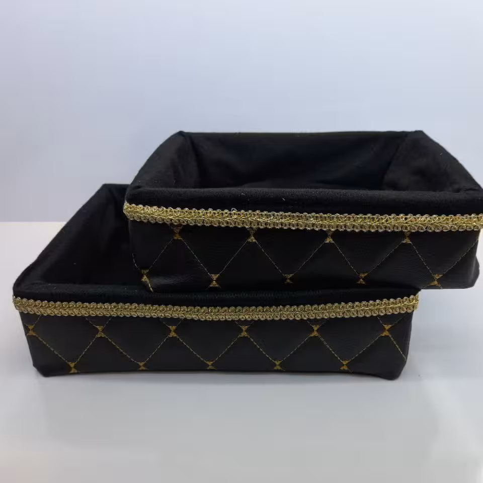 سبد نان روکش چرمی داخل پارچه ای جفتی سایز بزرگ و متوسط بصورت جفتی فروخته میشود