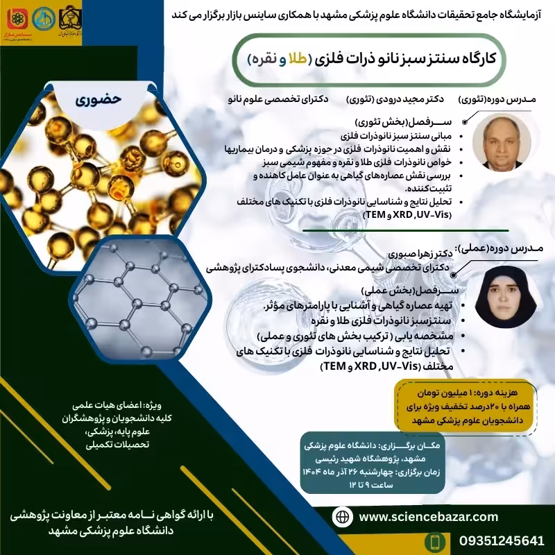 کارگاه آموزشی سنتز سبز نانو ذرات فلزی (طلا و نقره)