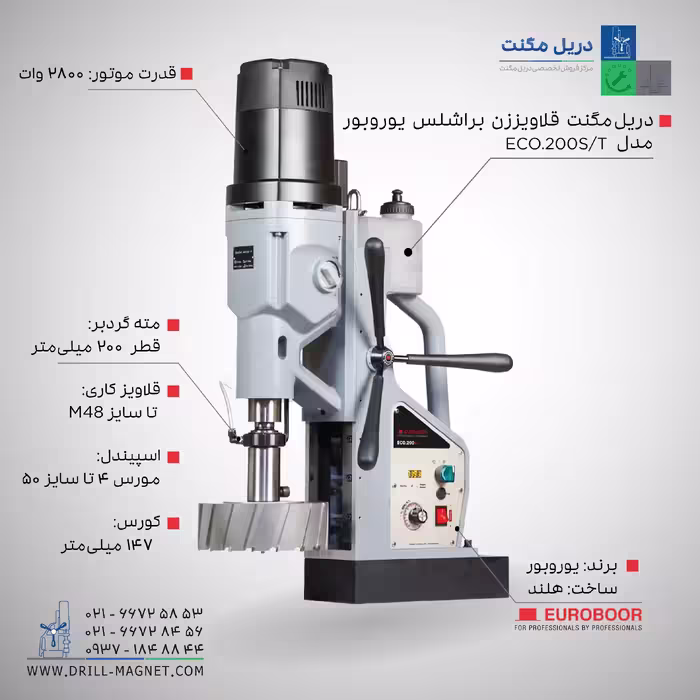 دریل مگنت براشلس یوروبور مدل ECO.200S/T