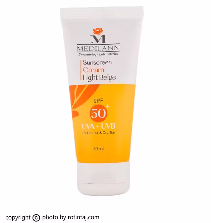 کرم ضد آفتاب رنگی SPF50 پوست خشک مدیلن 50 میلی