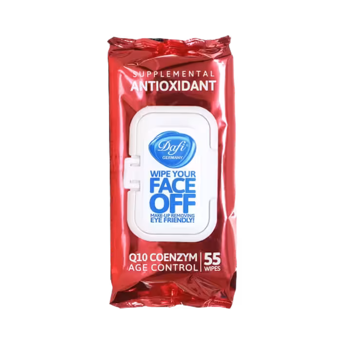 دستمال مرطوب پاک کننده آرایش چشم و صورت (آنتی اکسیدان) 55عدد دافی