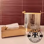سالینو سطل و دستمال انتیک پروانه استوانه شیشه ترک طلایی انتیک  416B