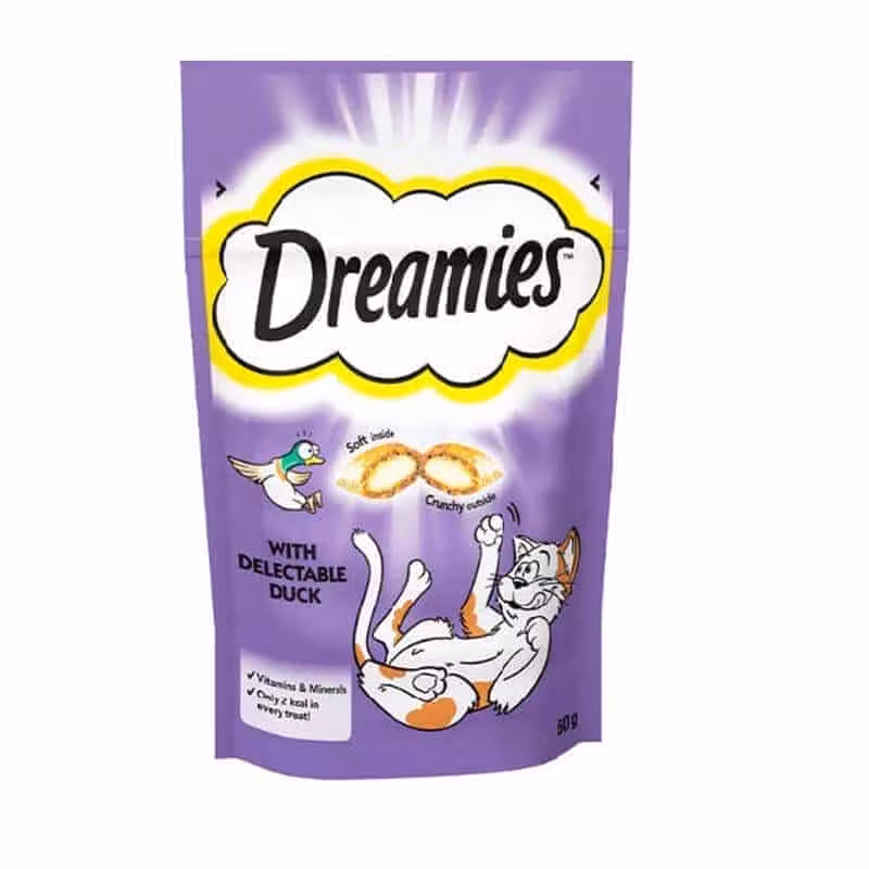 تشویقی مغزدار گربه دریمیز طعم اردک وزن 60 گرم