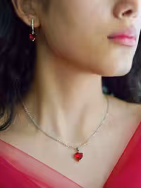 نیمست قلب یاقوت سرخ نقره جواهری کد 00299