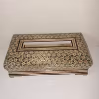 جعبه دستمال کاغذی خاتم کاری نفیس ساخته شده از خاتم اصل ( جا دستمالی )