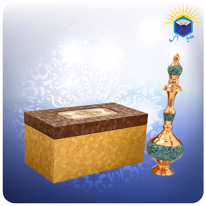 تنگ گیلاسی مس و فیروزه کوب 36 سانت آقاجانی با جعبه ام دی اف گالینگور