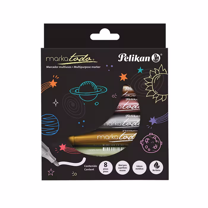 ماژیک 8 رنگ چند منظوره مارکاتادو متالیک پلیکان