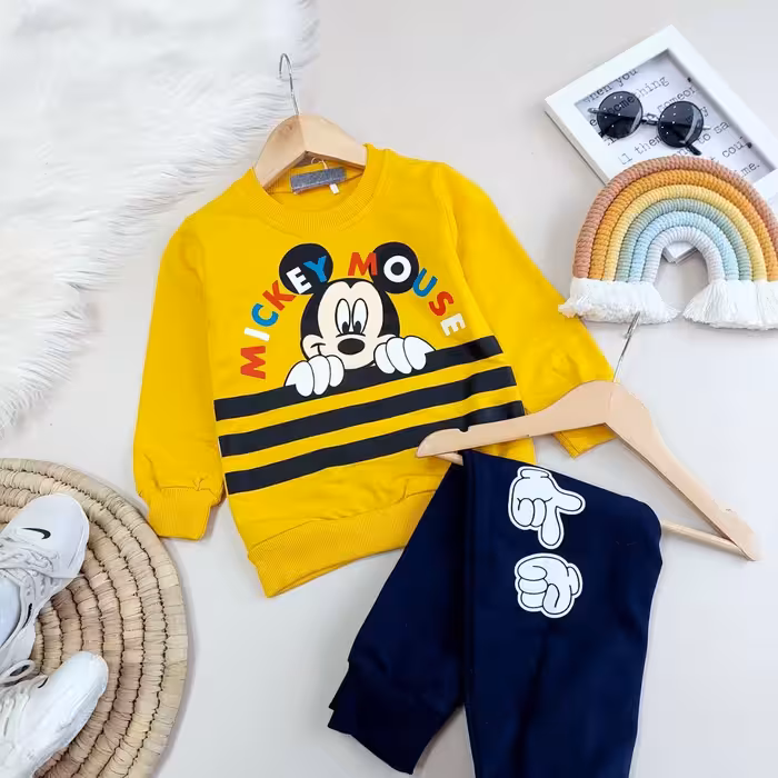 بلوز شلوار  طرح میکی موس اسپرت مناسب دختر و پسر سایز  40
