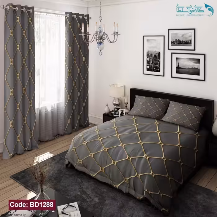 روتختی طرح کلاسیک طوسی دونفره کد BD1288