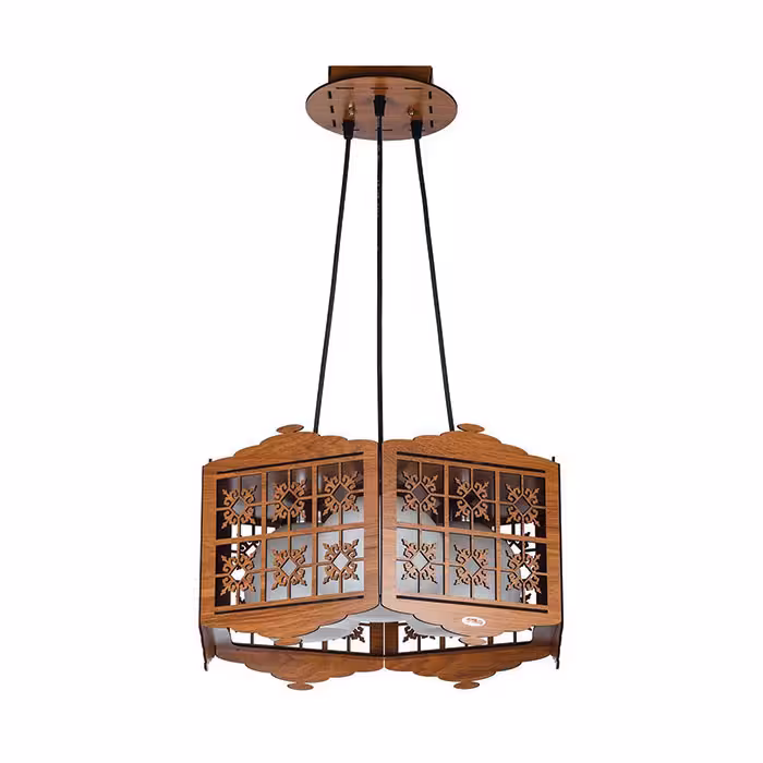 لوستر چوبی ۳ شعله چشمه نور کد N1503/3H-BR