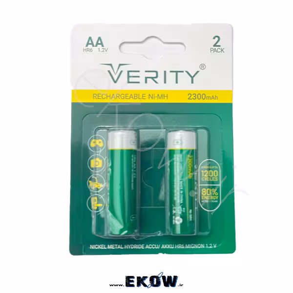 باتری قلمی شارژی وریتی HR6 2300mAh( باتری  قلمی HR6 VERITY 2300mAh 1.2V )