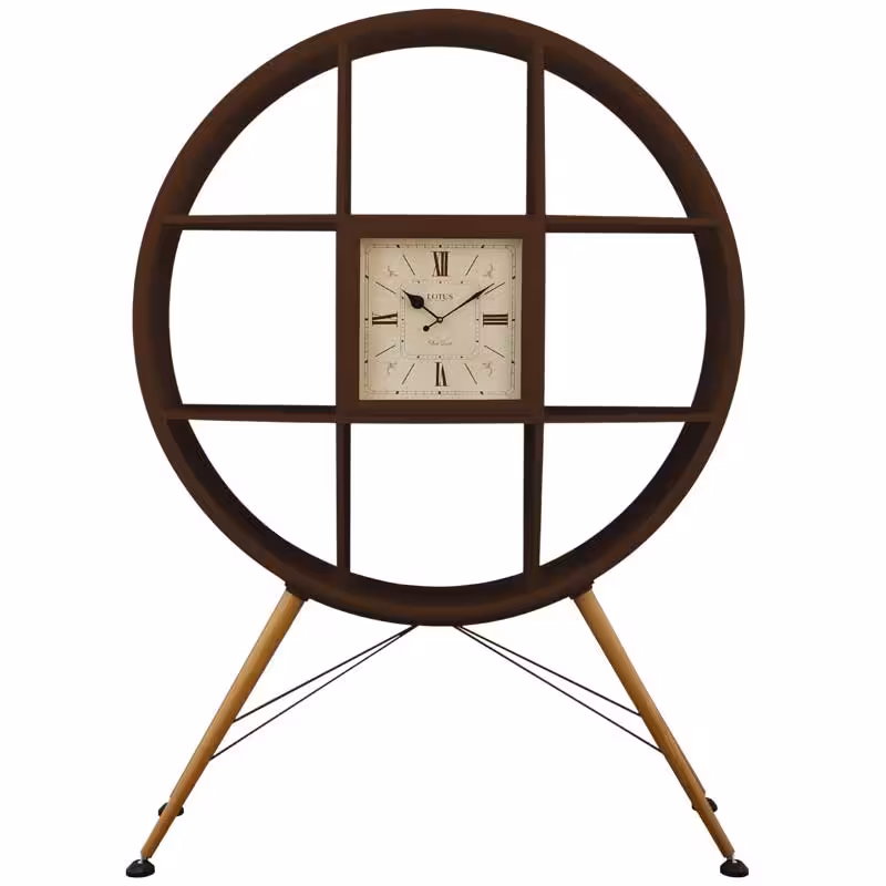 ویترین و کتابخانه چوبی ساعتدار مدل lO-HGDC-85-BR