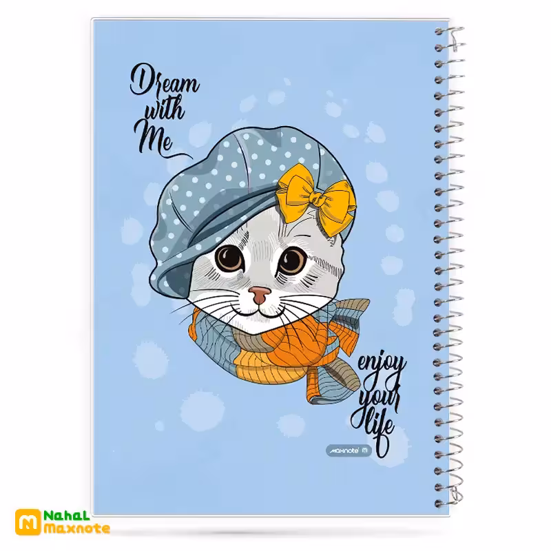 دفتر 80 برگ سیمی طلقی سگ و گربه کد 9524.طرح 2 دخترانه