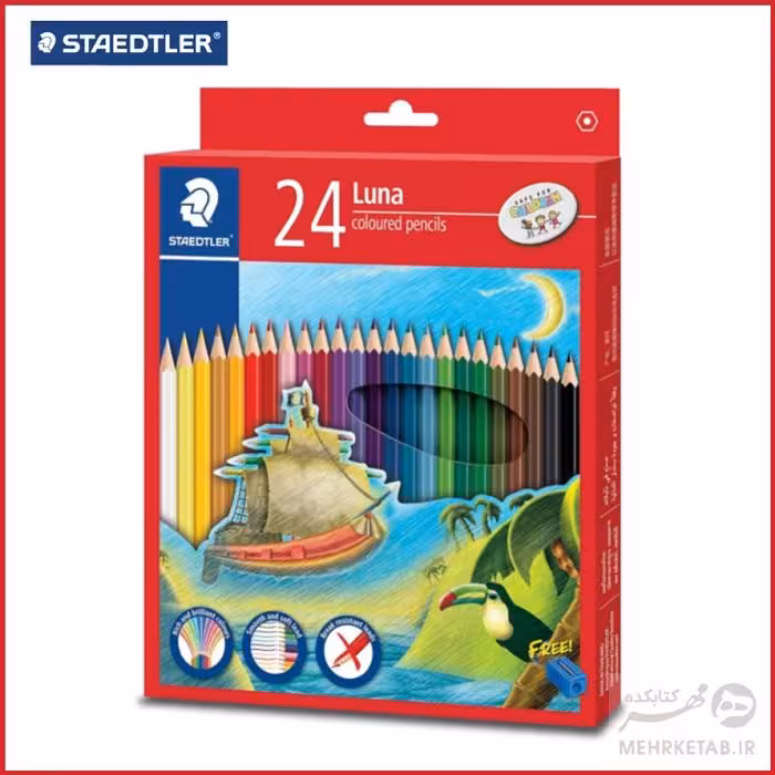 مداد رنگی 24 رنگ لونای استدلر STAEDTLER Luna 24 Colors Coloured Pencil Set with FREE Pencil Sharpener