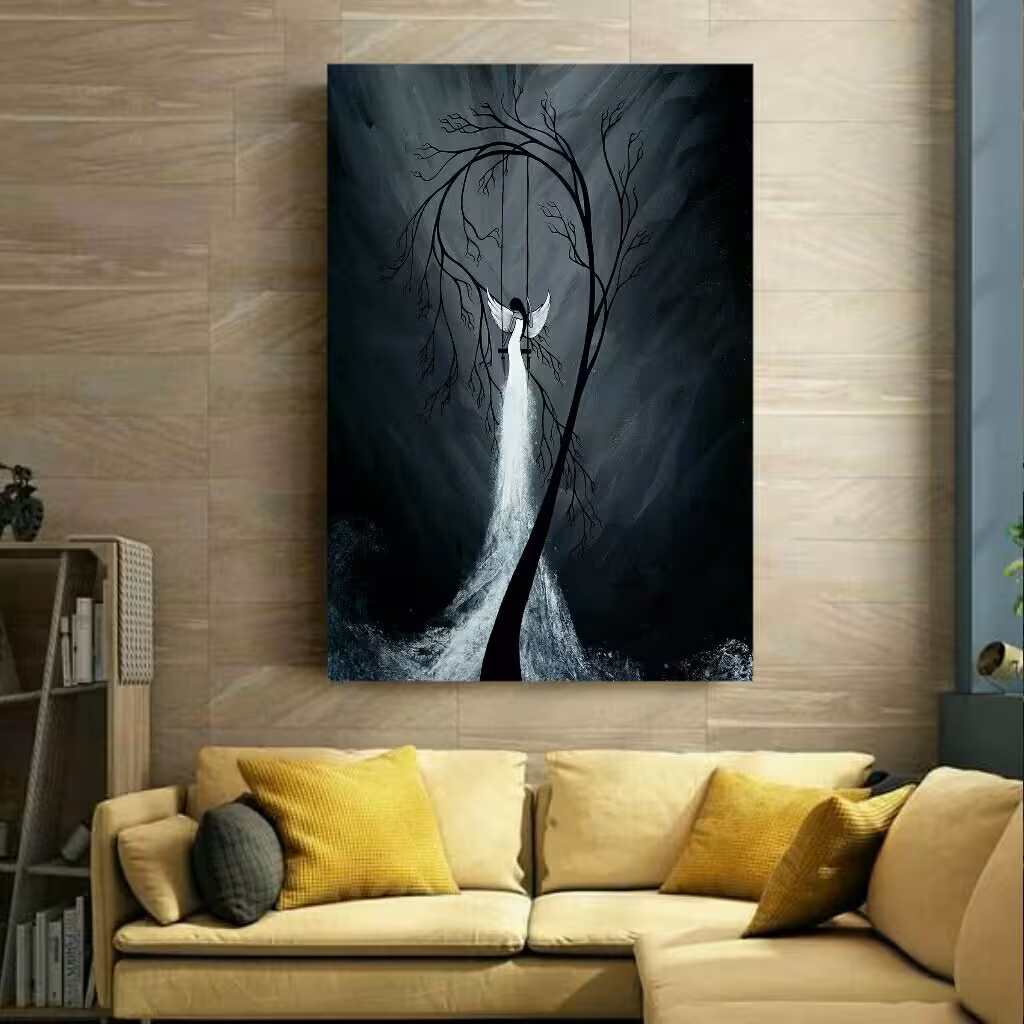 تابلو بوم زیبای طرح شب آبشاری سایز 5070