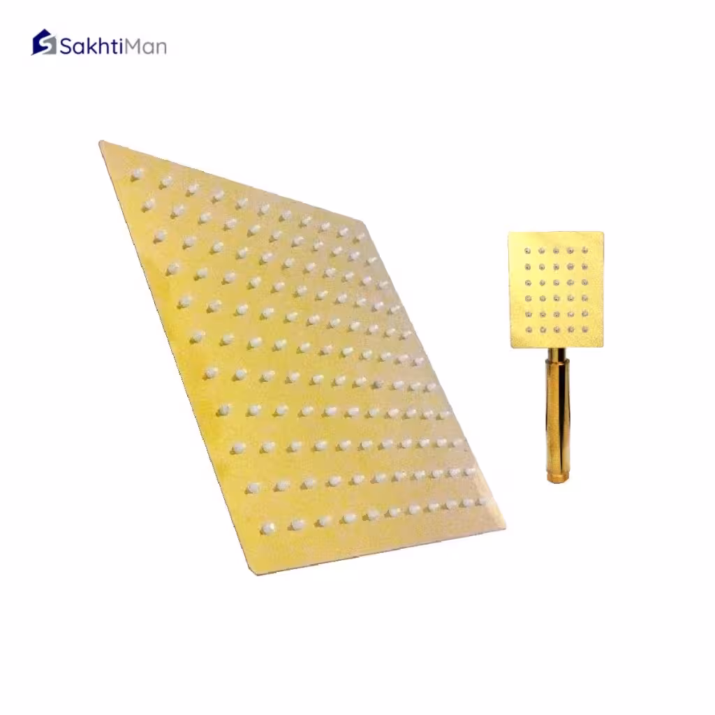 سر دوش حمام استیل 25 * 25  سانت طلایی مدل فلت