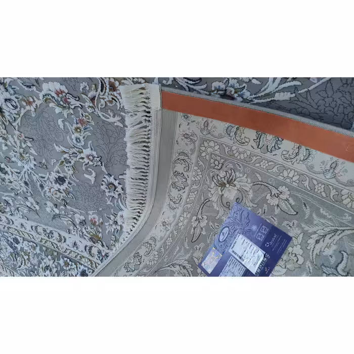 فرش ماشینی زمرد مشهد طرح افشان زمینه سیلور