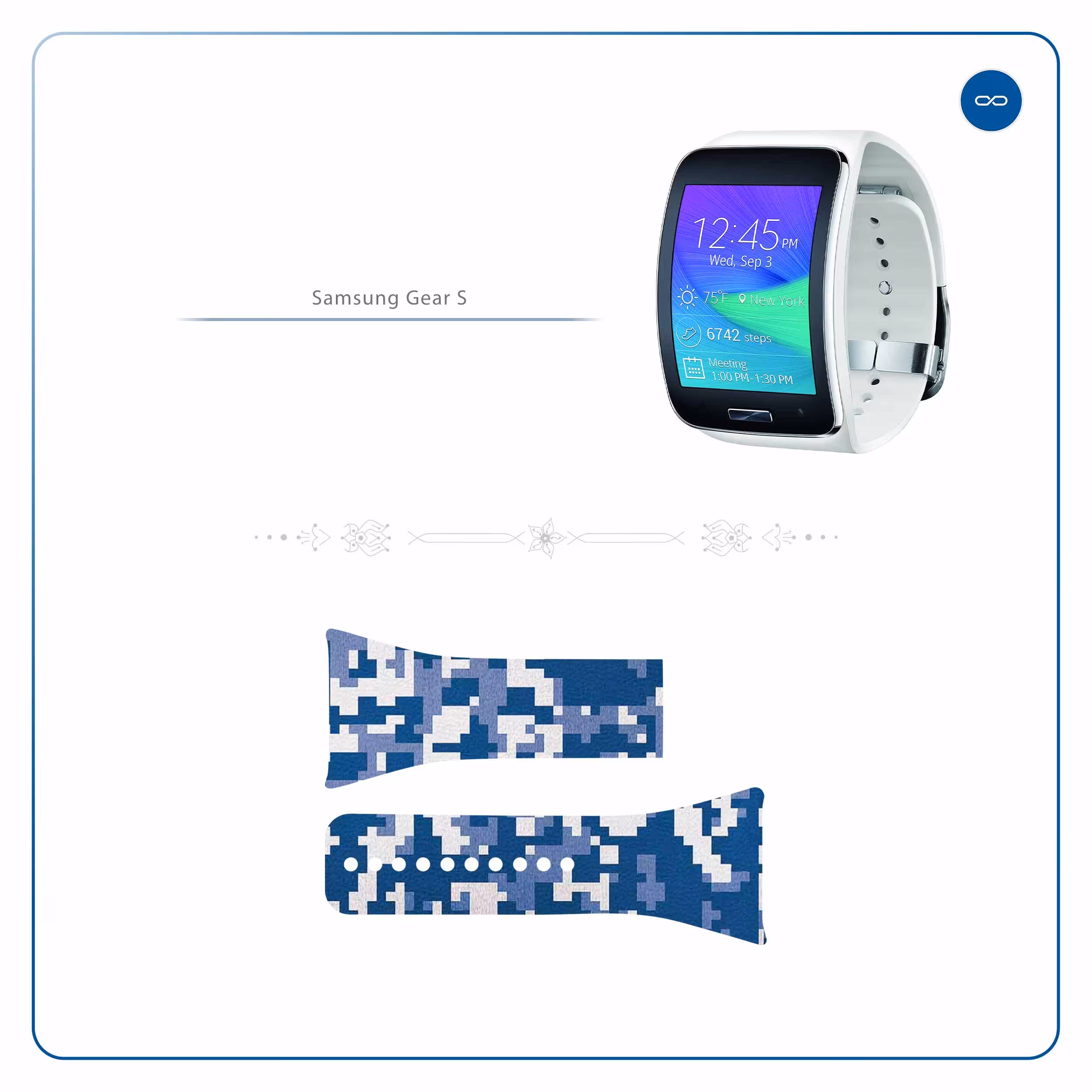 برچسب ماهوت طرح Army_Snow_Pixel مناسب برای ساعت هوشمند سامسونگ Galaxy Gear S