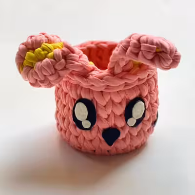 سبد قلاب بافی تریکو مدل خرگوش