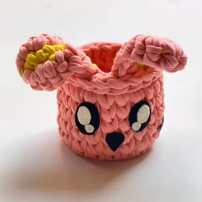 سبد قلاب بافی تریکو مدل خرگوش