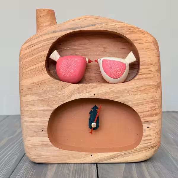 ساعت رومیزی دو مجسمه پرنده طرح سه