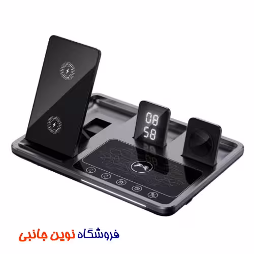 استند شارژر بی سیم چند منظوره 4 در 1 گرین لاین مدل GN4IN1RGBWCBK ا Green Lion 4 in 1 Wireless Charging Station 15W (تک/عمده)