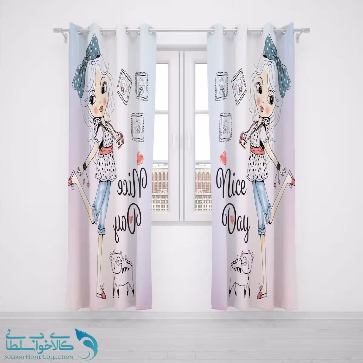 پرده پانچی اتاق کودک طرح آترینا کد A1723