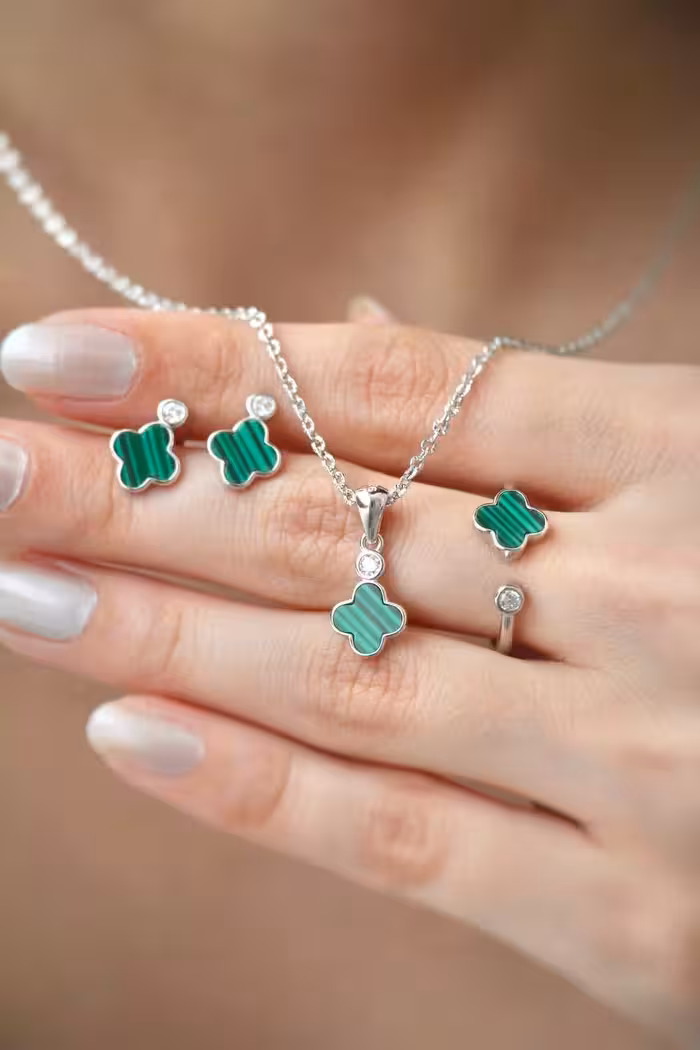 سرویس ونکلیف نقره جواهری زنانه کد 60677